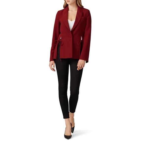 Prabal Gurung Red Tie Blazer Size 2 - Picture 2 of 9
